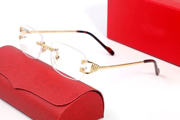 Men designer sunglasses for women frames rimless square Metal temple Lens material man business tourism Spring buffalo horn glasses 7 colors optical eyeglasses