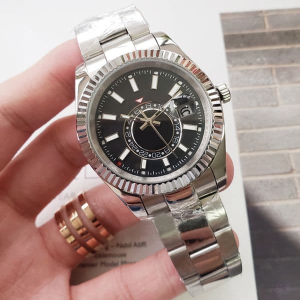 mens automatic Mechanical watches 42mm full stainless steel Swim wristwatches sapphire luminous SKY calendar watch Sub-dial work montre de luxe