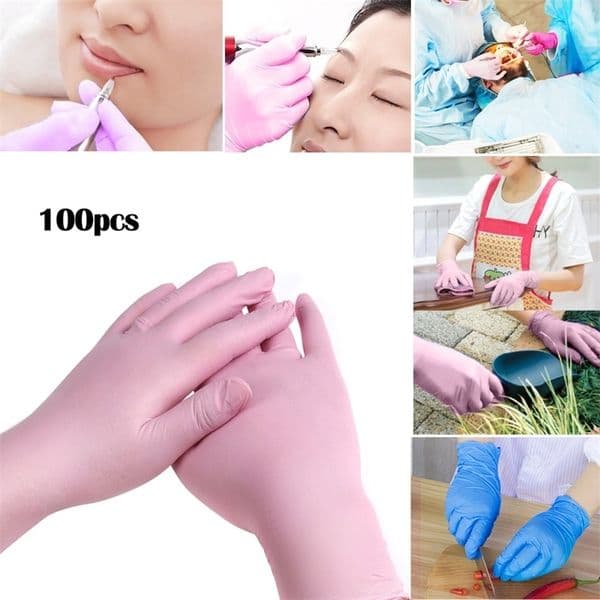 100Pcs XS Pink/Blue Disposable Gloves Latex For Home Cleaning Disposable Food Gloves Cleaning Gloves Anti-slip Acid/Alkali 201130