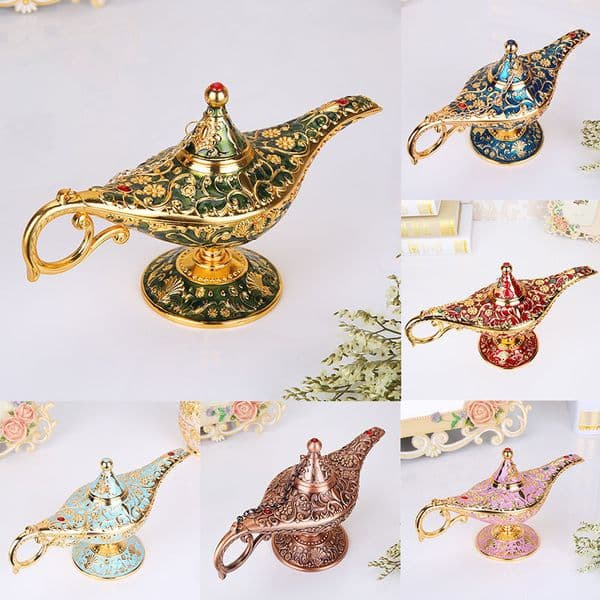 22cm Elegant Vintage Lamp Zinc Alloy ing Tea Pot Genie Lamp Vintage Retro Toy for Home Decor Ornaments T200709