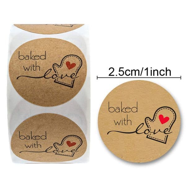 hand made Baked with Love Sticker Handmade home made bakery Sticker Labels for Baked Food Bread Cake Package Decor