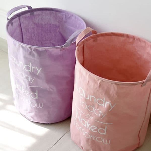 Storage bucket folding laundry basket cotton linen waterproof purple pink sheets dirty clothes storage box L0508 LJ200821