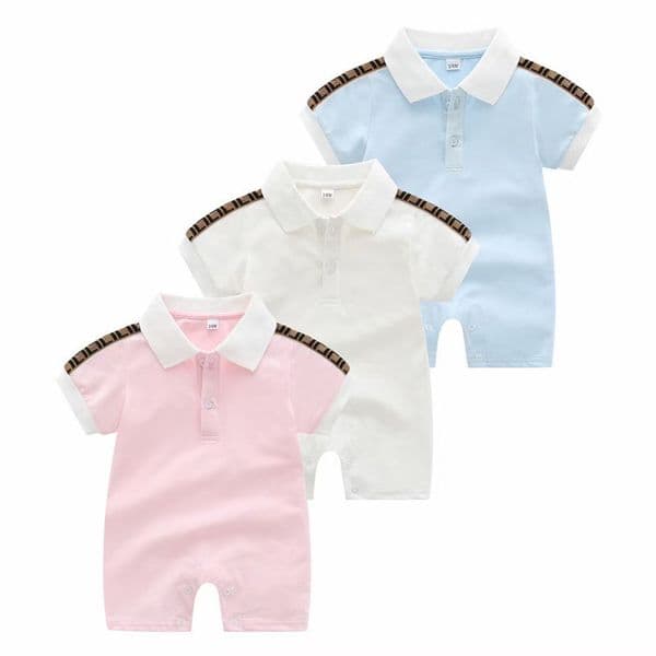 Newborn Rompers Baby Girls and Boy Short Sleeve New Year Cotton Clothes Designer Brand Letter Print Infant Baby Romper Children