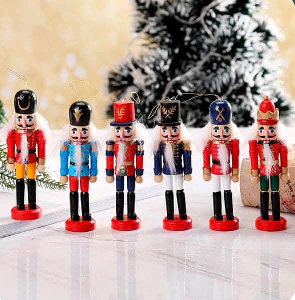 1 set of the latest model = 6 Christmas decorations, Nutcracker, Wooden Soldier Puppets, 12CM Tin Soldier, Free Shipping