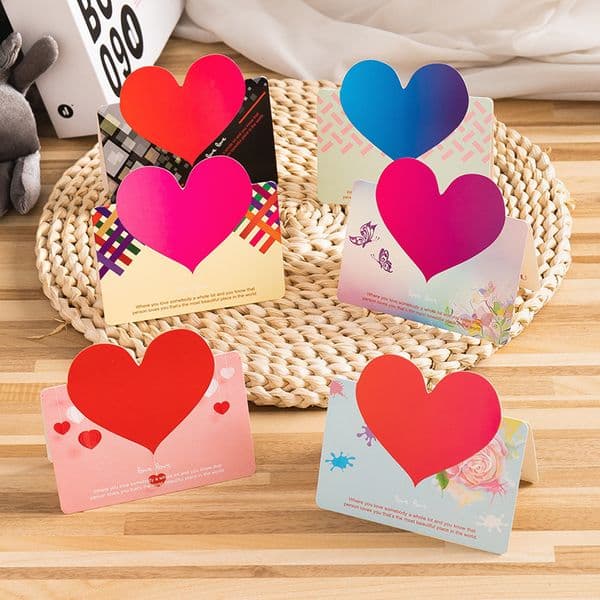 Love Heart Shape Handmade Greeting Card Valentines Day Flower Shop Gift Card Wedding Invitations Card Romantic Thank You Cards YL0232
