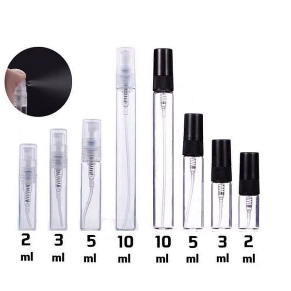 2ml 3ml 5ml 10ml Plastic/Glass Mist Spray Perfume Bottle Small Parfume Atomizer Travel Refillable Sample Vials DH5422