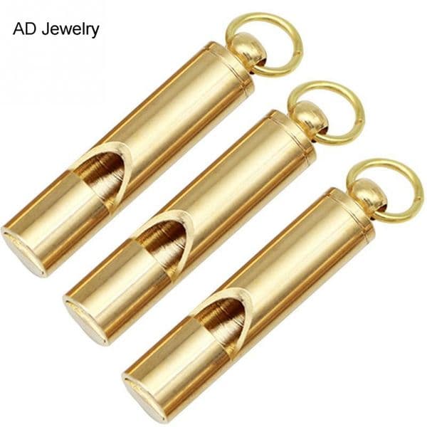 High Quality Handmade Brass Whistle Key Rings Outdoor Survival Training Copper Keychain