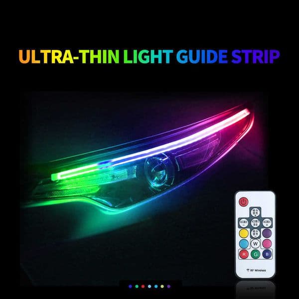 New 2pcs DRL Daytime Running LED Lights Turn Signal Lamp Led RGB Neon Strip With Remote Control for Car Headlights 12V