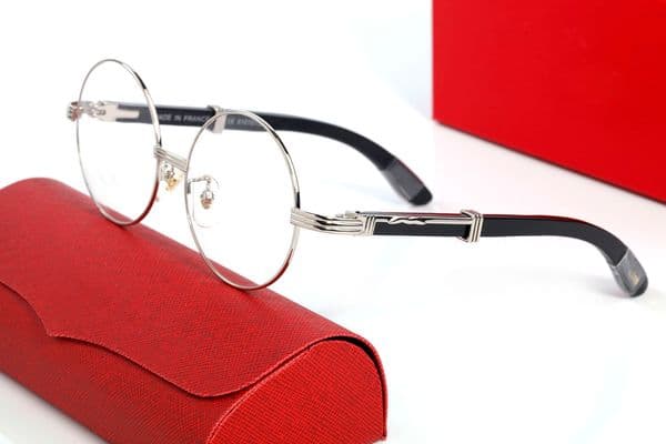 Silver Mens Sunglasses Designer Women Eyeglasses Metal Gold Full Frame Round Transparent Eyeglasses Wooden Sunglass Luxury Carti Buffalo Horn Sun glasses With Box