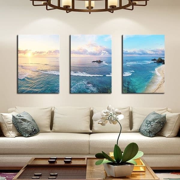 Custom Beautiful Seascapes HD Blue Sea Wave Art Prints Wallpaper Poster Landscape Picture For Home Hotel Decor Drop shipping LJ201130