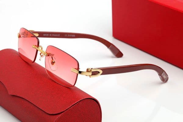Designer Sunglasses Women Men Eyeglasses Polarized uv Protection Fashion Frameless Resin Lenses Alloy with Wooden Frame Eyeglass Luxury Sunglass Womens Lunettes
