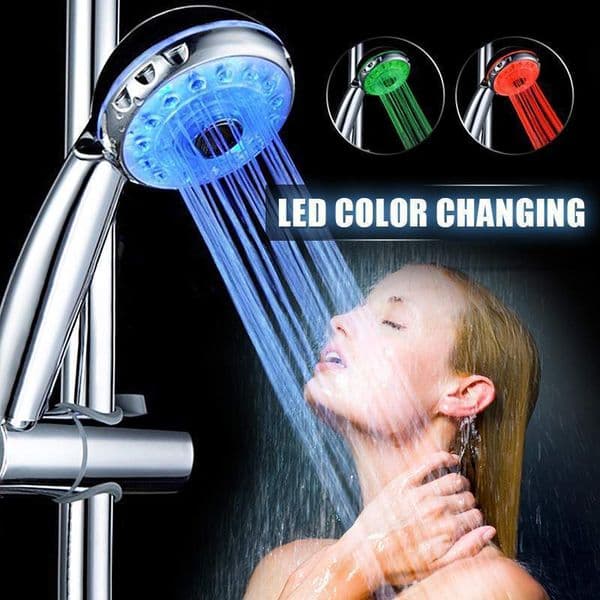 Adjustable 3 Mode 3 Color LED Shower Head Light Temperature Sensor RGB Bath Sprinkler Bathroom Shower Head Y200109