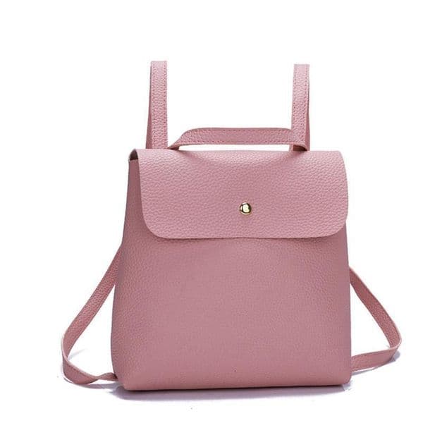 Women Pure Color New Fashion Solid Leather Mini Bag Backpack Shoulder Bag