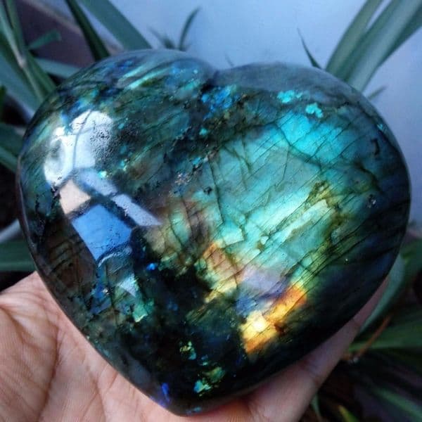 Labradorite Heart Moonstone Positive Energy Reiki Gems Crystal Heart Healing 201125