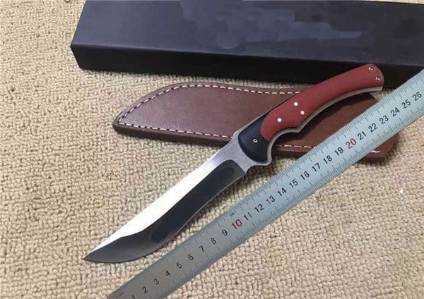 High Quality Survival Straight Knife 8Cr17Mov Satin Blades Full Tang G-10 Handle Outdoor folding knife Fixed Blade Knives With Leather Sheath