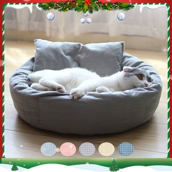 Hoopet Pet Cat Lounger Sofa Egg Tart Shaped House PP Cotton Cat Bed Soft Plush Cat Mats Big Basket Dog Mattress Pet Supplies LJ201225