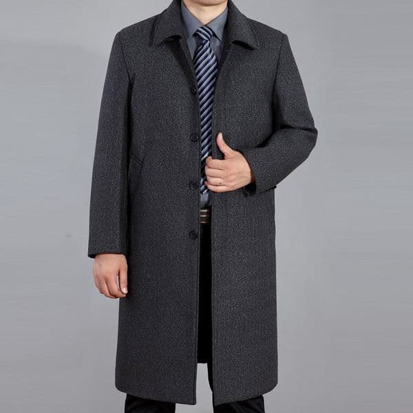 winter tweed long coat handsome warm peaked lapel groom groomsmen wedding tuxedos prom party blazer jacket only one piece