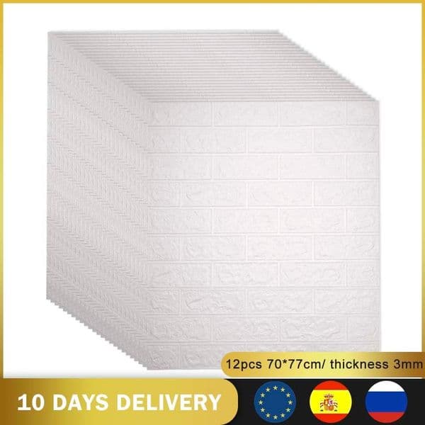 12pcs 3D DIY Decor Home Brick Wall Stickers Living Room Waterproof Foam Room Adhesive Sticker Wallpaper Made Decals For Kitchen 201130