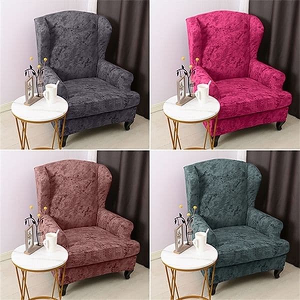 Wing Back Chair Cover Elastic Wingback Armchair Slipcover Protector Stretch Armrest Chair Cover for Wedding Banquet Dining 201222