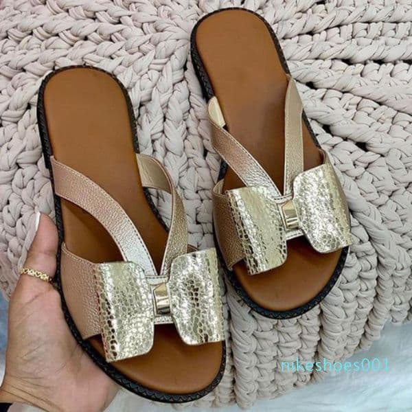 Sandals Summer Women Slippers Cute Butterfly-Knot Flip Flops Casual Lady Outdoor Slides Flats Plus Size Female Shoes xz2