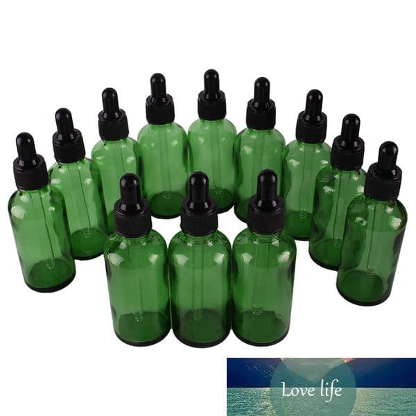 12pcs 50ml Green Glass Dropper Bottles with Pipette for essential oils aromatherapy lab chemicals factory price