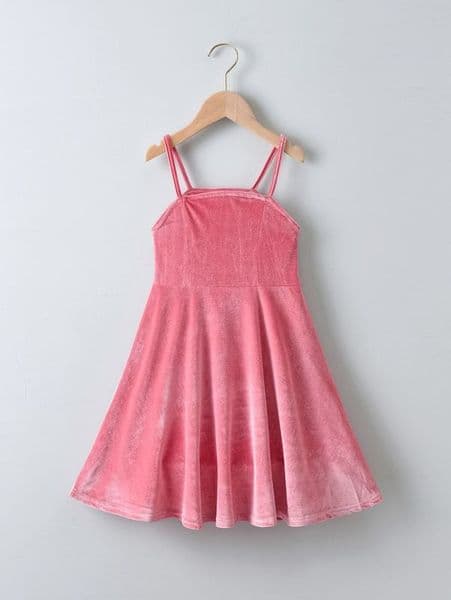 Girls Solid Velvet Cami Dress SHE
