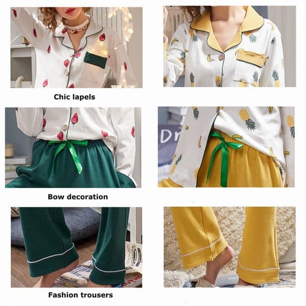 JULY'S SONG Women Cotton Pajamas Sets Spring Autumn Winter Long Sleeve Sleepwear Printing Pajamas For Woman 2 Pieces Homewear 201102