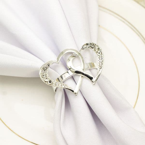 Heart-shaped Ring Metal Silver Color Buckle Valentines Day Wedding Dinner Parties Table Decor Napkin Holder
