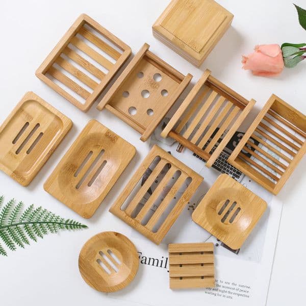 Natural Bamboo Wooden Dish Multi Styles Tray Holder Portable Bathroom Soap Rack Plate Box Container