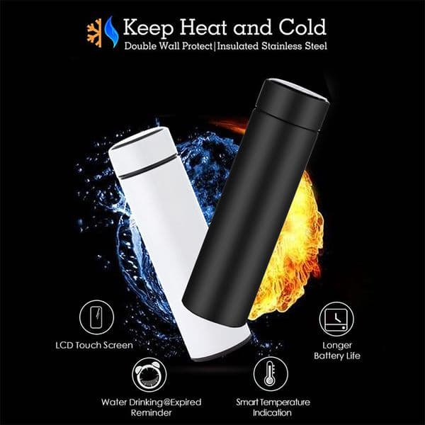 Custom LED Temperature Display Water Bottle Touch Screen intelligent measurement Double Vacuum flask Thermos Cup Gift LJ201218