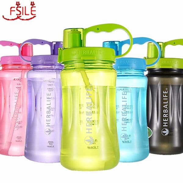1000ml/2000ml 6 Color Herbalife Nutrition 24hour Drinkware Protein Shaker Camping Hiking Straw Water Bottle Space Bottle 201105