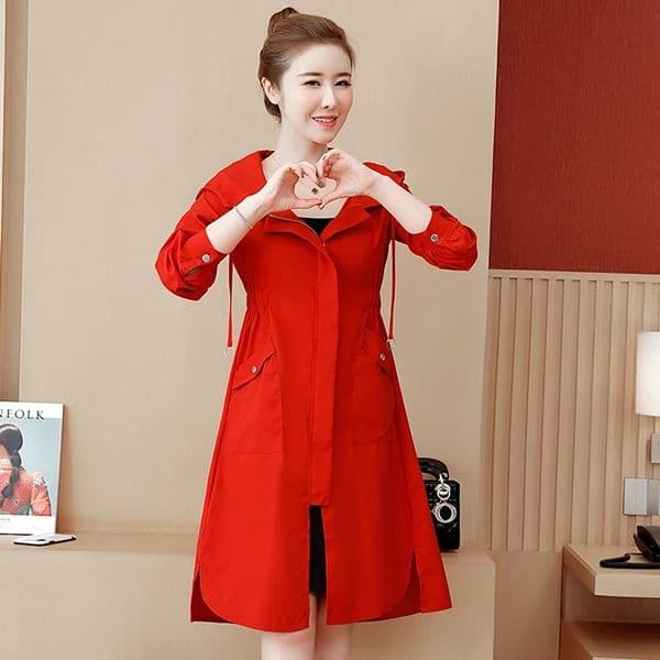 Women Coat Thin Windbreaker Hooded Slim Temperament Jacket New Autumn 201103
