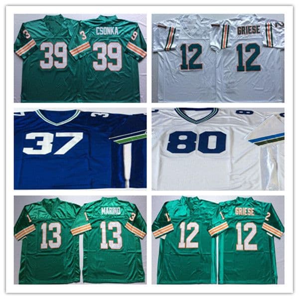American Throwback Football Jersey Dan Marino Bob Griese Larry Csonka Shaun Alexander Steve Largent Cortez Kennedy Fan Stitched Retro Shirt