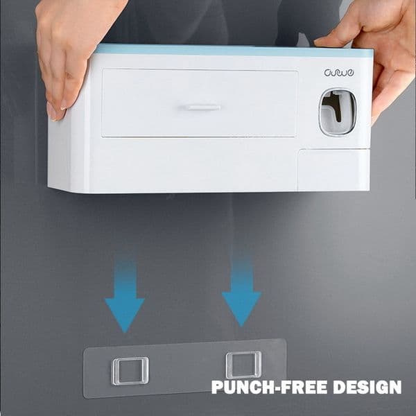 Toothbrush Holder Wall Mounted Toothpaste Dispenser Organizer for Bathroom LJ201130