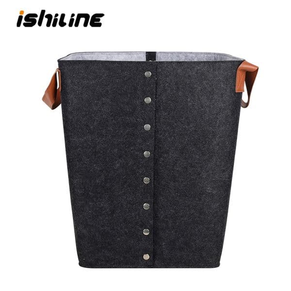 Felt Storage Basket with Open Buttons Dirty Clothes Laundry Basket Foldable Clothing Bags Child Kids Toys Organizer Hamper Box LJ201204