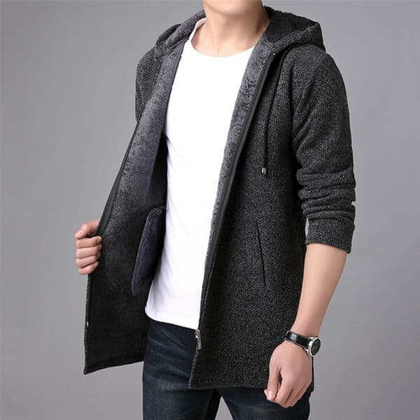 New Mens Sweater Autumn Winter Thick Warm Long Cardigan Men Hooded Sweater Coat Male Cardigan Sweater Jacket Casual Clothes 201118