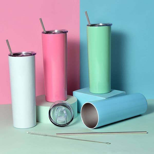 MURRICON 20oz Stainless Steel Sublimation DIY Skinny Tumbler Cup with straw Travel Double Wall Vacuum Insulated Coffee Mugs 201204