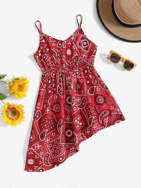 Toddler Girls Paisley Print Asymmetrical Hem Cami Dress SHE
