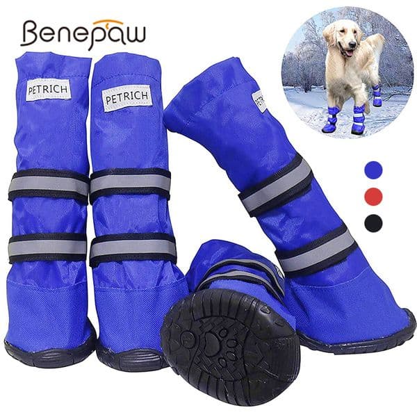 Benepaw Durable Waterproof Medium Big Dog Boots Winter Comfortable Adjustable Reflective Nonslip Snow Rubber Sole Pet Shoes LJ201130