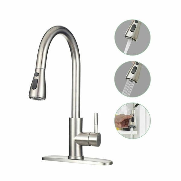 Commercial Kitchen Faucet Stainless Steel Single Handle with Pull Out pulldown pull down Sprayer