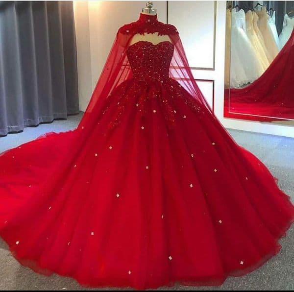 Red Plus Size Ball Gown Dresses With Wrap Sweetheart Lace Crystal Bead Robe De Mariee Custom Made Arabic Wedding Gowns