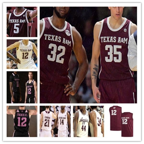 Custom College Texas A&M Aggies Basketball Jersey Alex Caruso Emanuel Miller Kevin Marfo Hayden Hefner Savion Flagg Jonathan Aku Gordon