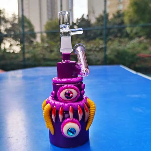 8 INCH 3D Monster Glass Bong Water Pipes Recycler Hookah Smoking Bubbler 14mm Bowl