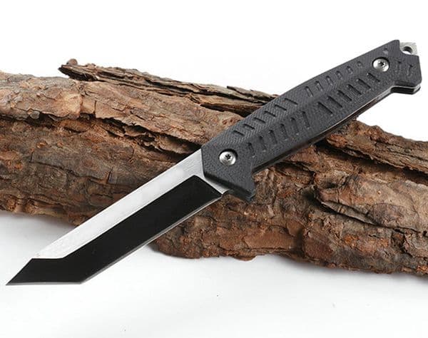 Outdoor Survival Straight Knife 440C Two tone Tanto Point Blade Full Tang Black G10 Handle Fixed knife Blade Tactical Knives With Retail Box