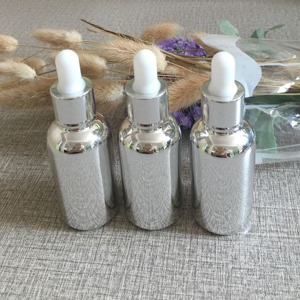 High-Grade 30Ml Silver Wholesale ,1 Oz Bottles For Essential Oils , Glass Bottle With Dropper Cap B2