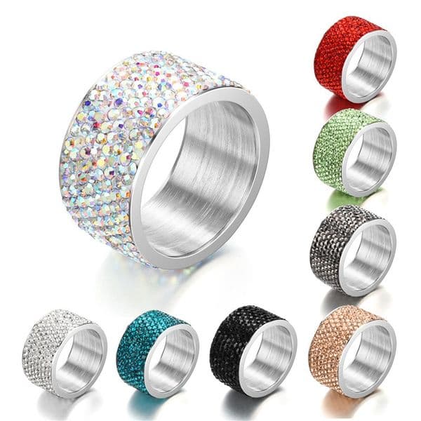Classic Full Diamand Stainless Steel Ring Men Women Lovers Gift Jewelry