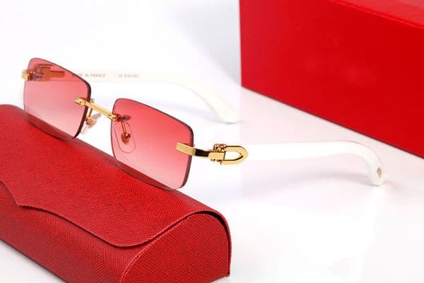 Red Designer Sunglasses Mens Womens Polarized uv Protection Square Frameless White Buffalo Horn Glasses Sunglass Frames Wooden Bamboo Eyeglasses organizer