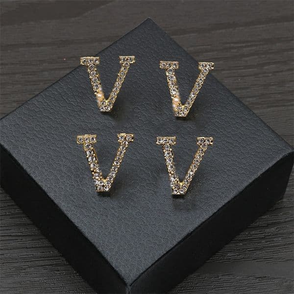 Fashion Letter Diamond Necklace Earrings Pearl Designer Earrings Studs Women Jewelry Sets Gift For Party Anniversary