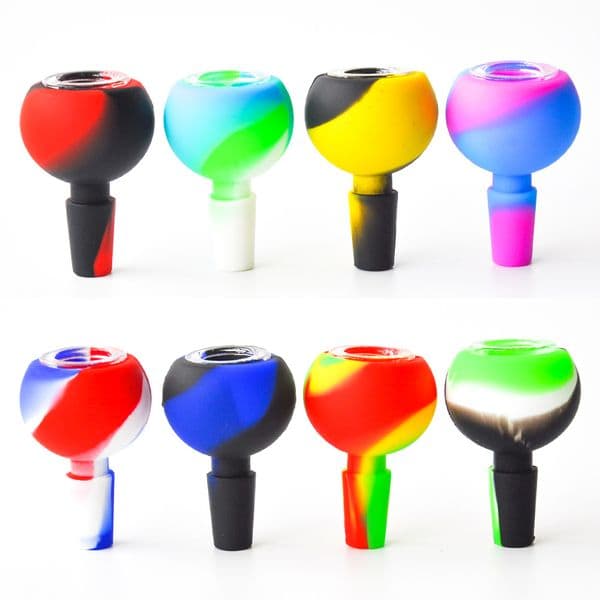 New Silicone Slide Bowl 14mm Male Joint Tobaccco Bowl Ash Catcher for Glass Bongs Water Pipes Oil Rig smoke pipe