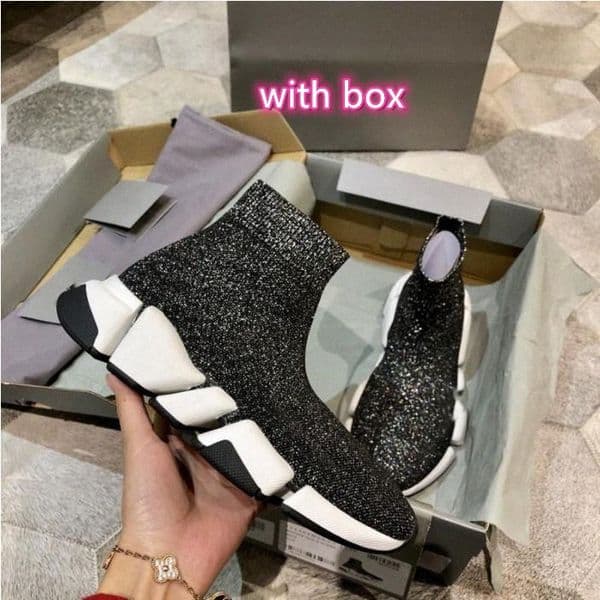 with box Designer Paris Men Women Sock Shoes boots Original Casual Slip-On Black White Red Green Trainer Sports Sneakers Boots Walking G22Y#
